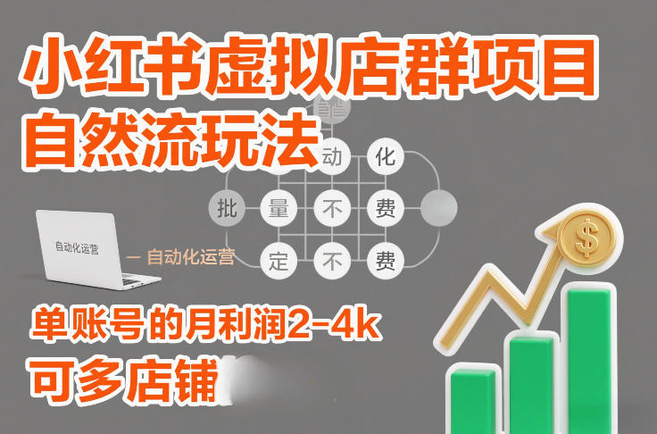 小红书虚拟店群项目，自然流玩法，批量自动化，稳定不费号，单账号的月利润2-4k，可多店矩阵 - 副业严选-副业严选