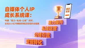 自媒体个人IP成长系统课：构建“能力-私域-公域”闭环，实现从小红书爆款到稳定变现的全链路-副业严选