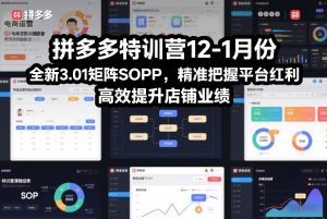 拼多多特训营12-1月份，全新3.01矩阵Sop，精准把握平台红利，高效提升店铺业绩-副业严选