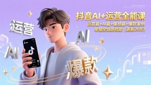 抖音AI+运营全能课，运营篇+AI篇+像塑篇+爆款案例，掌握全链路技能(更新26年-副业严选