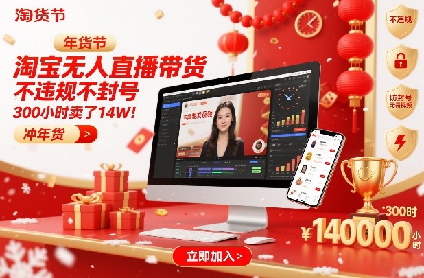 淘宝无人直播带货,不违规不封号,不需要发视频,300小时卖了14W!冲年货节【揭秘】 淘宝无人直播带货,不违规不封号,不需要发视频,300小时卖了14W!冲年货节【揭秘】