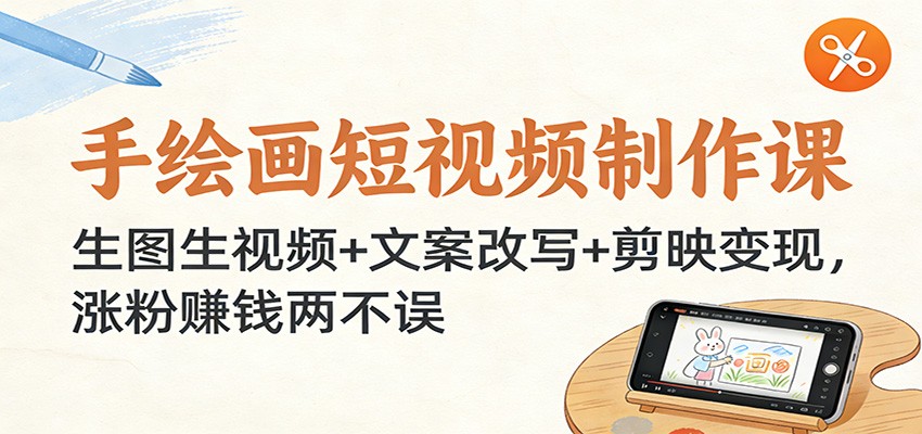 手绘画短视频制作课：生图生视频+文案改写+剪映变现，涨粉赚钱两不误 - 副业严选-副业严选