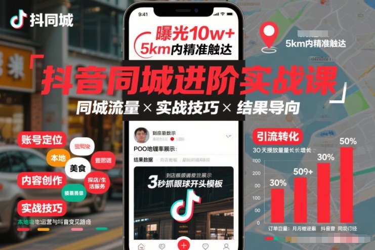 抖音同城进阶实战课，助你同城流量拿到结果 - 副业严选-副业严选
