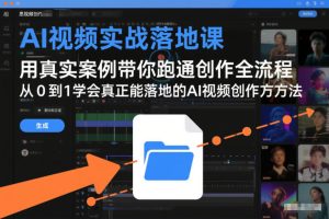 AI视频实战落地课，用真实案例带你跑通创作全流程，从0到1学会真正能落地的AI视频创作方法-副业严选