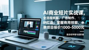 AI商业短片实战课，全流程拆解、广告制作、IP打造，掌握商用技能，单项目报价1000-5000元-副业严选