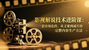 影视解说技术进阶课：一套市场化的、从文案到成片的完整内容生产方法-副业严选