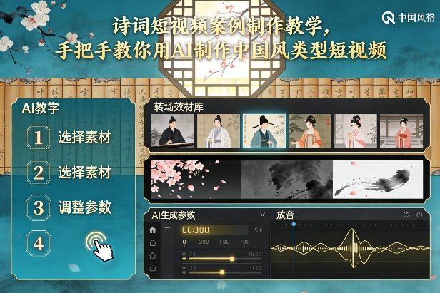 古诗词短视频案例制作教学，手把手教你用AI制作中国风类型短视频 - 副业严选-副业严选