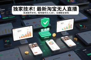 独家技术！最新淘宝无人直播：无违规不封号，矩阵操作日入1K+，长期稳定变现【揭秘】-副业严选