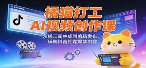 橘猫打工AI视频创作课：从提示词生成到剪辑发布，玩转抖音社媒爆款内容-副业严选