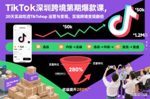 TikTok深圳跨境第2期爆款课,20天实战吃透TikTok Shop运营与变现,实现跨境变现翻倍-副业严选