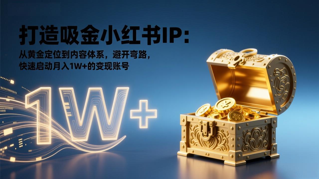 打造吸金小红书IP：从黄金定位到内容体系，避开弯路，快速启动月入1W+的变现账号 - 副业严选-副业严选