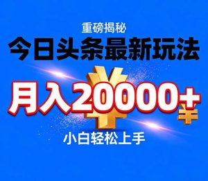 今日头条代运营最新玩法，轻轻松松月入20000＋-副业严选