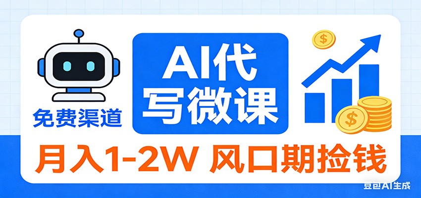 2026告别打工！AI 代写微课，提供免费渠道，月入 1-2W 风口期捡钱 - 副业严选-副业严选