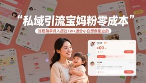 私域引流宝妈粉零成本流程简单月入超过1W+适合小白想做副业的-副业严选