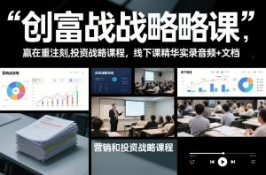 创富战略课，赢在重注时刻，营销和投资战略课程，线下课精华实录音频+文档-副业严选