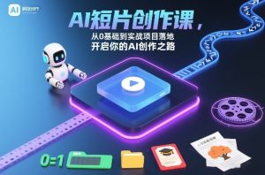 AI短片创作课,从0基础到实战项目落地,开启你的AI创作之路-副业严选