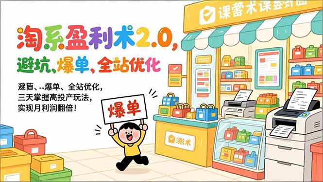淘系盈利术2.0，避坑、爆单、全站优化，三天掌握高投产玩法，实现月利润翻倍！ - 副业严选-副业严选