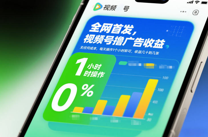 全网首发，视频号撸广告收益，无任何成本，每天操作1个小时即可，收益几十到几张 - 副业严选-副业严选