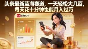 头条最新蓝海赛道，一天轻松大几张，每天花十分钟也能月入过1W【揭秘】-副业严选