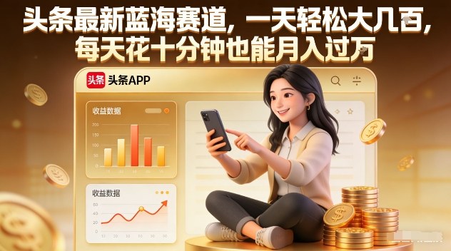 头条最新蓝海赛道，一天轻松大几张，每天花十分钟也能月入过1W【揭秘】 - 副业严选-副业严选