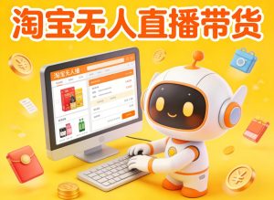 淘宝无人直播带货，24小时自动卖货，月佣金1W+，不违规不封号，不用露脸-副业严选
