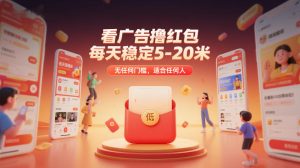 看广告撸红包,每天稳定5-20米,无任何门槛,适合任何人-副业严选