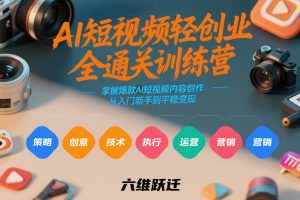 AI短视频轻创业全通关训练营，掌握爆款AI短视频内容创作，从入门新手到平稳变现的六维跃迁-副业严选