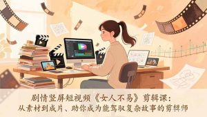 剧情竖屏短视频《女人不易》剪辑课：从素材到成片、助你成为能驾驭复杂故事的剪辑师-副业严选