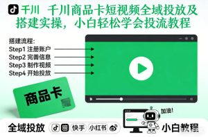 千川商品卡短视频全域投放及搭建实操，小白轻松学会投流教程(更新26年2月)-副业严选