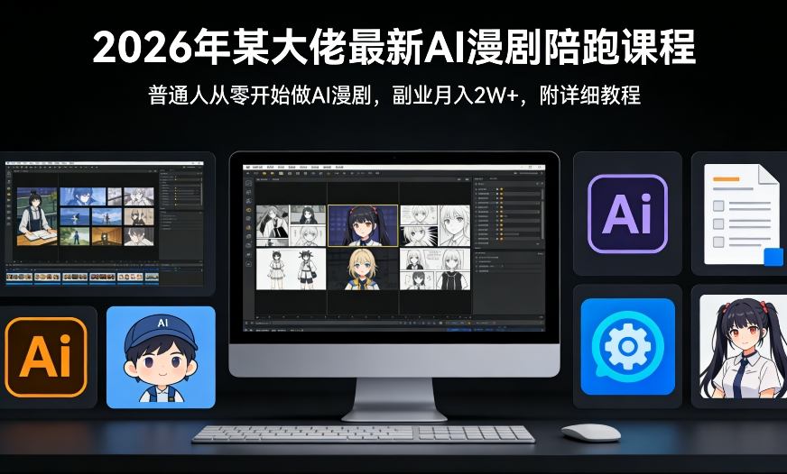 26年某大佬最新Ai漫剧陪跑课程，普通人从零开始做AI漫剧，副业月入2W+ - 副业严选-副业严选