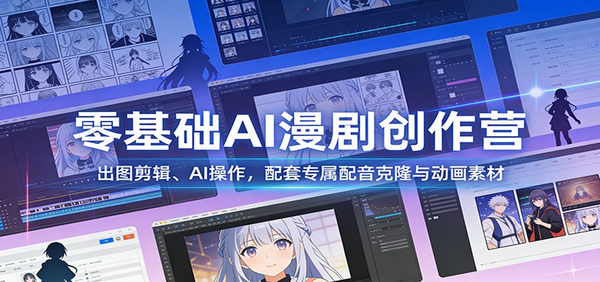 零基础AI漫剧创作营：出图剪辑、AI操作，配套专属配音克隆与动画素材 - 副业严选-副业严选
