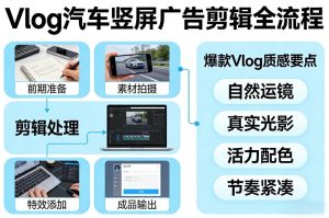 Vlog感觉汽车竖屏广告剪辑脚本全流程，拿捏爆款Vlog质感-副业严选