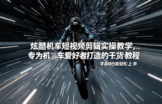 炫酷机车短视频剪辑实操教学，专为机车爱好者打造的干货教程，零基础也能轻松上手 - 副业严选-副业严选