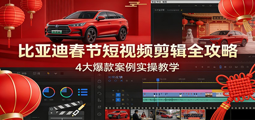 比亚迪春节短视频剪辑全攻略，4大爆款案例实操教学 - 副业严选-副业严选