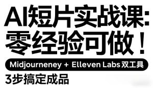 AI短片实战课：零经验可做，Midjourney+ElevenLabs双工具，3步搞定成品-副业严选