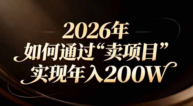站在2026年的十字路口：一个普通人如何通过卖项目实现年入200万 - 副业严选-副业严选