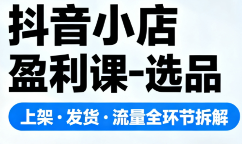 抖音小店盈利课-选品·上架·发货·流量全环节拆解 - 副业严选-副业严选